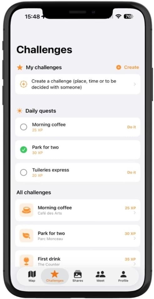 Application Daremeet sur smartphone