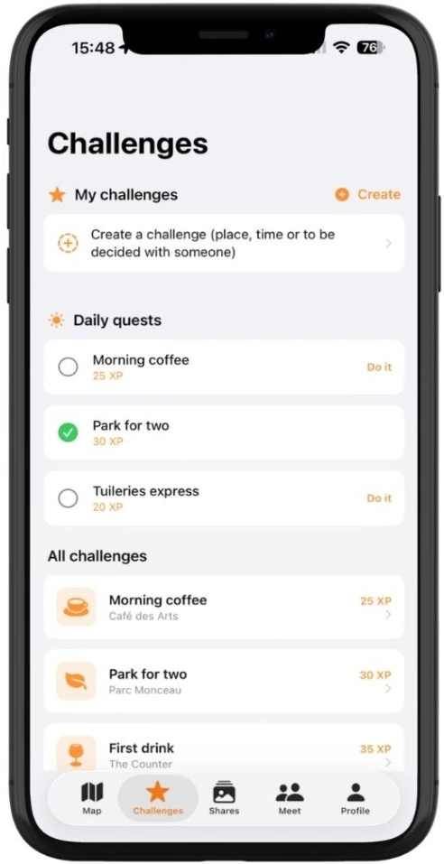Application Daremeet sur smartphone