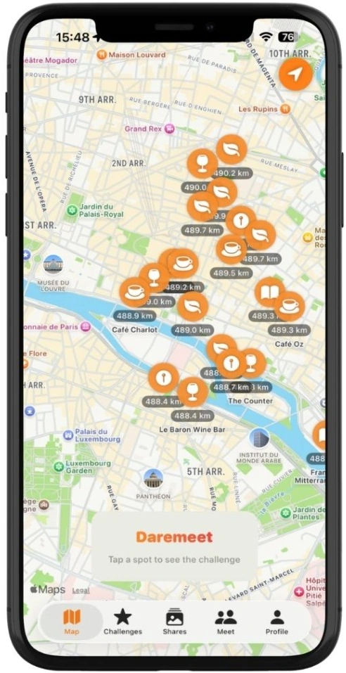 Application Daremeet sur smartphone